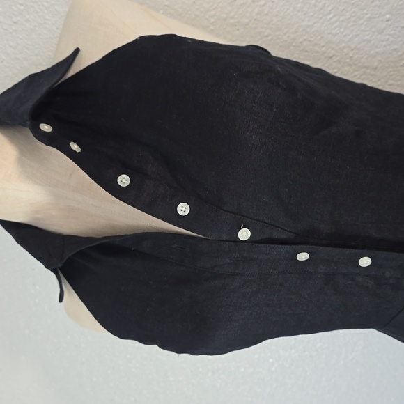 Ralph Laure Linen Black Halter Midi Dress - Picture 3 of 10